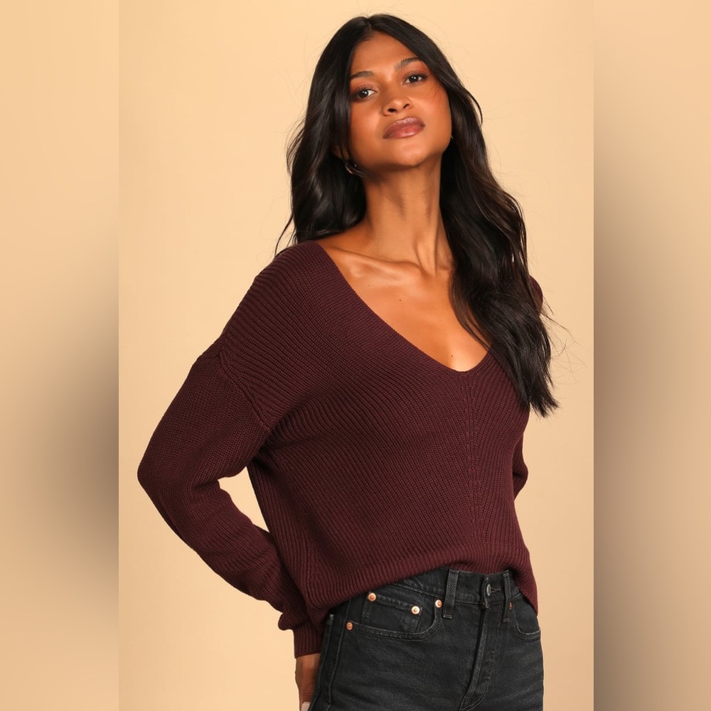 Lulus Feel it Still Plum Purple Knit Sweater